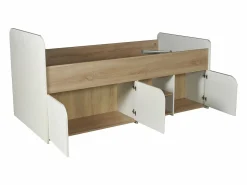 Discount Cama 90 x 190 cm con almacenaje en color natural y blanco - LOSTYA Cama Infantil