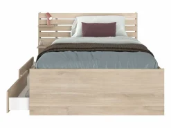 Vente-unique Cama 120 x 190 cm con almacenaje color natural + somier + colchón - TENALIA