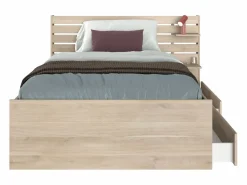 Vente-unique Cama 120 x 190 cm con almacenaje color natural + somier + colchón - TENALIA
