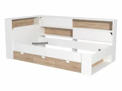 Vente-unique Cama 90 x 190 cm con almacenaje en color blanco y natural + somier - TAMADU