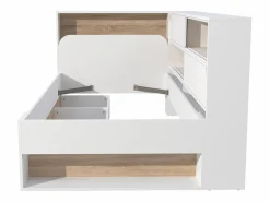 Vente-unique Cama 90 x 190 cm con almacenaje en color blanco y natural + somier - TAMADU