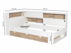 Vente-unique Cama 90 x 190 cm con almacenaje en color blanco y natural + somier - TAMADU