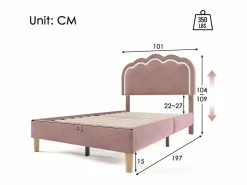 Discount Cama 90 x 190 cm con cabecero regulable - Terciopelo - LEDs - Cama Terciopelo