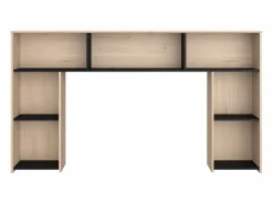 Vente-unique Cama 140 x 190/200 cm con cabecero y almacenaje en natural y negro - KINSELIA