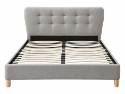 Clearance Cama 140 x 190 cm con cabecero capitoné tela + colchón - ELIDE Cama Adulto