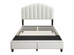 Vente-unique Cama 160 x 200 cm con cajones - Terciopelo - - ILISIO Marfil