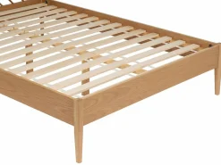 Clearance Vente-unique Cama 140 x 200 cm de roble y MDF color natural - LERIAKI Color natural claro