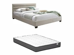 Best Cama 140 x 190 cm de tela de color + colchón - FAUSTIN Cama Adulto