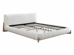 Vente-unique Cama 160 x 200 cm de tela de felpa y natural - GAMURA