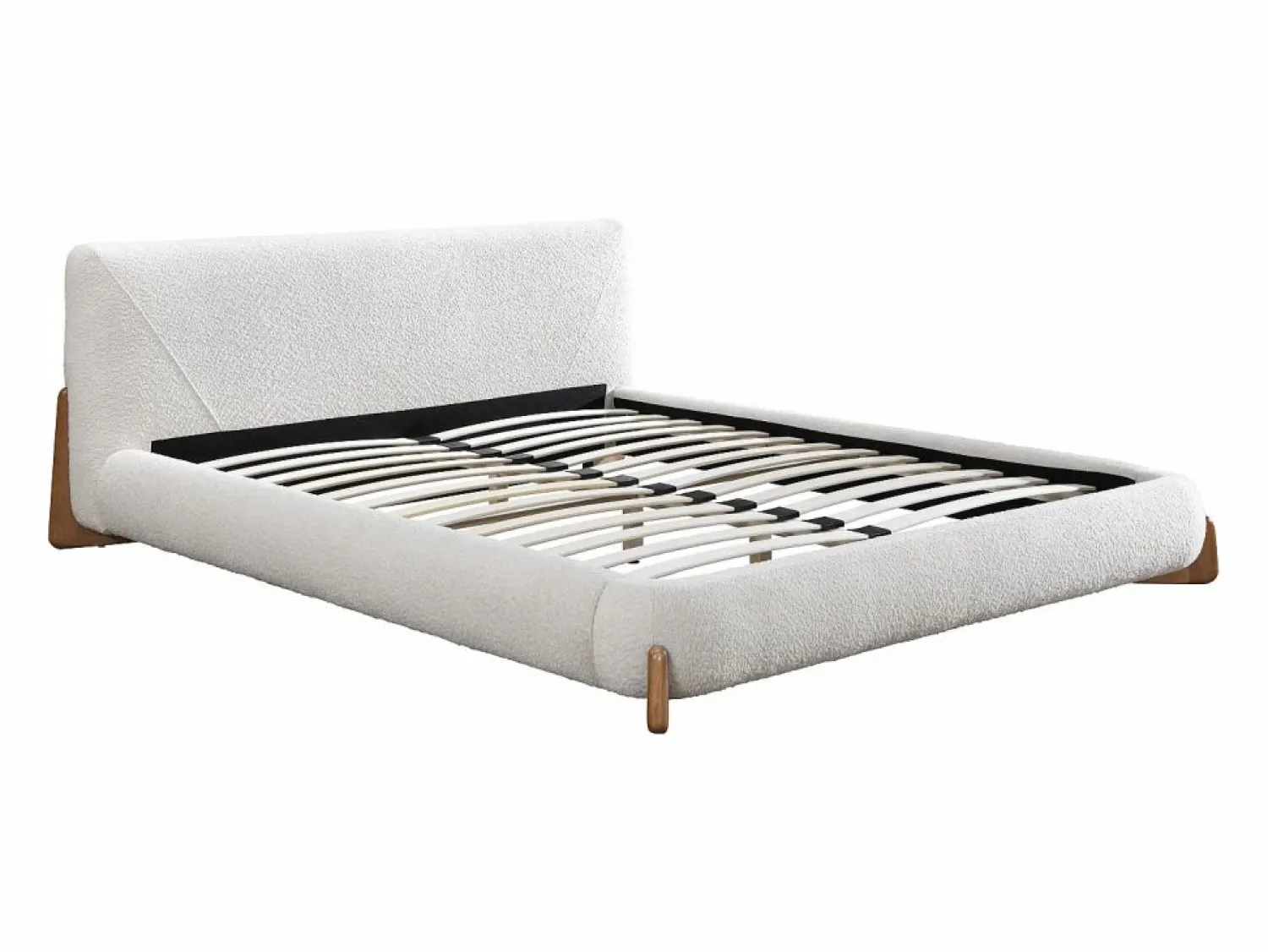 Vente-unique Cama 160 x 200 cm de tela de felpa y natural - GAMURA