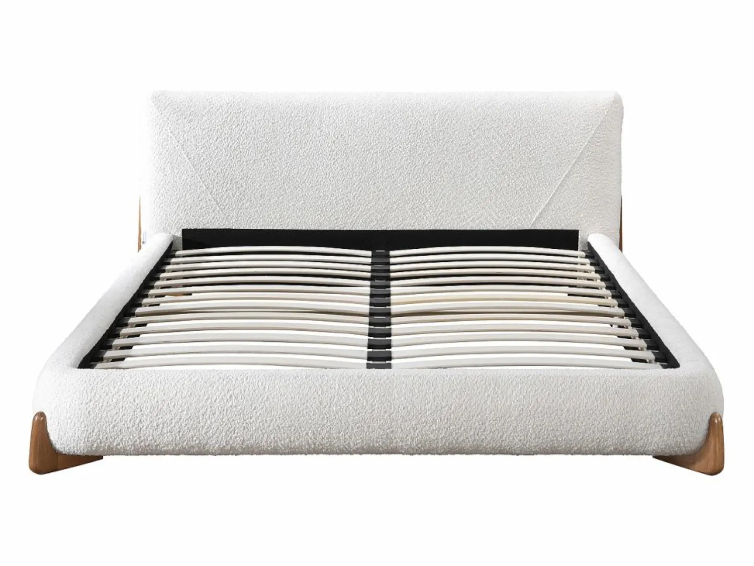 Vente-unique Cama 160 x 200 cm de tela de felpa y natural - GAMURA