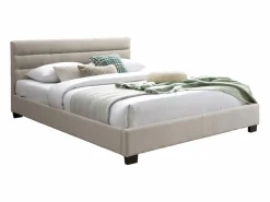 Vente-unique Cama 140 x 190 cm de tela en color - FAUSTIN Beige