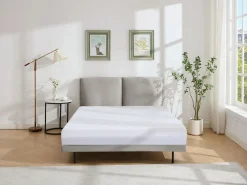Best Vente-unique Cama 140 x 190 cm de terciopelo en color + colchón - IBEDIA Gris