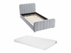 Online Vente-unique Cama 90 x 190 cm en terciopelo con costuras + colchón - ROGADI Gris