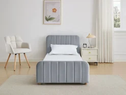 Outlet Cama 90 x 190 cm en terciopelo con costuras - ROGADI Cama Terciopelo