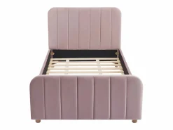 New Vente-unique Cama 90 x 190 cm en terciopelo con costuras + colchón - ROGADI Rosa