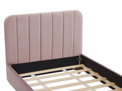 New Vente-unique Cama 90 x 190 cm en terciopelo con costuras + colchón - ROGADI Rosa