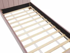 New Vente-unique Cama 90 x 190 cm en terciopelo con costuras + colchón - ROGADI Rosa