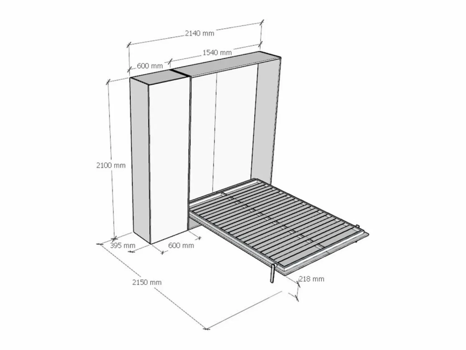 Discount ITAMOBY Cama abatible 140 vertical Kentaro con columna Fresno Blanco