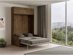 ITAMOBY Cama abatible 160 vertical Kentaro Sofà con módulo a pared superior Nogal - ALESSIA 20