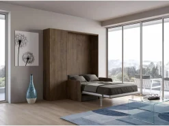 Clearance Cama abatible 120 vertical Kentaro Sofà con columna Nogal - ALESSIA 20 Cama Abatible