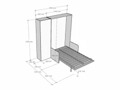 Clearance Cama abatible 120 vertical Kentaro Sofà con columna Nogal - ALESSIA 20 Cama Abatible