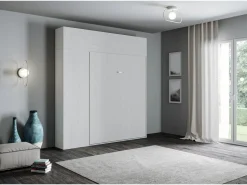 Online ITAMOBY Cama abatible 140 vertical Kentaro con columna - módulo a pared superior - módulo con apertura vasistas Fresno Blanco