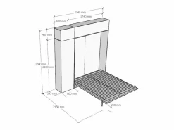 ITAMOBY Cama abatible 160 vertical Kentaro con columna - módulo a pared superior - módulo con apertura vasistas Roble Natural