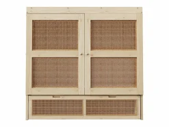 ModernLuxe Cama abatible 140 x 200 cm - con 2 cajones - con somier de láminas - natural​ (colchón no incluido)