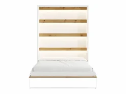Vente-unique Cama abatible 160 x 200 cm apertura vertical con leds blanco y natural - RAPILI