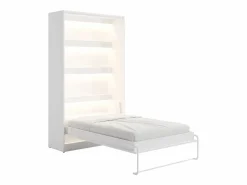 Vente-unique Cama abatible 120 x 200 cm apertura vertical manual con leds - RAPILI Blanco