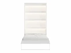 Vente-unique Cama abatible 120 x 200 cm apertura vertical manual con leds - RAPILI Blanco