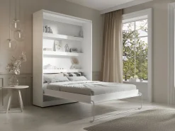 Vente-unique Cama abatible 140 x 200 cm apertura vertical manual con leds - RAPILI