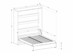 Vente-unique Cama abatible 140 x 200 cm apertura vertical manual con leds - RAPILI