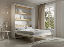 Hot Cama abatible 160 x 200 cm apertura vertical LEDs blanco y natural + colchón - RAPILI Cama Abatible