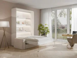 Vente-unique Cama abatible 140 x 190 cm apertura vertical con luces LED + colchón + sofá - RAPILI