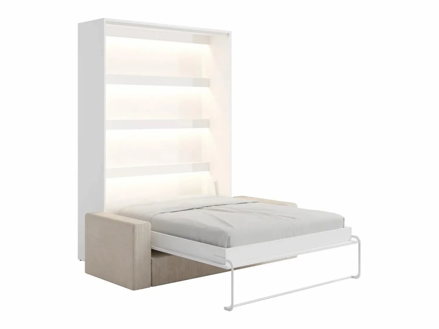 Vente-unique Cama abatible 140 x 190 cm apertura vertical con luces LED + colchón + sofá - RAPILI