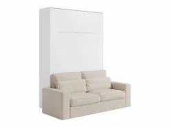Vente-unique Cama abatible 140 x 190 cm apertura vertical con luces LED + colchón + sofá - RAPILI