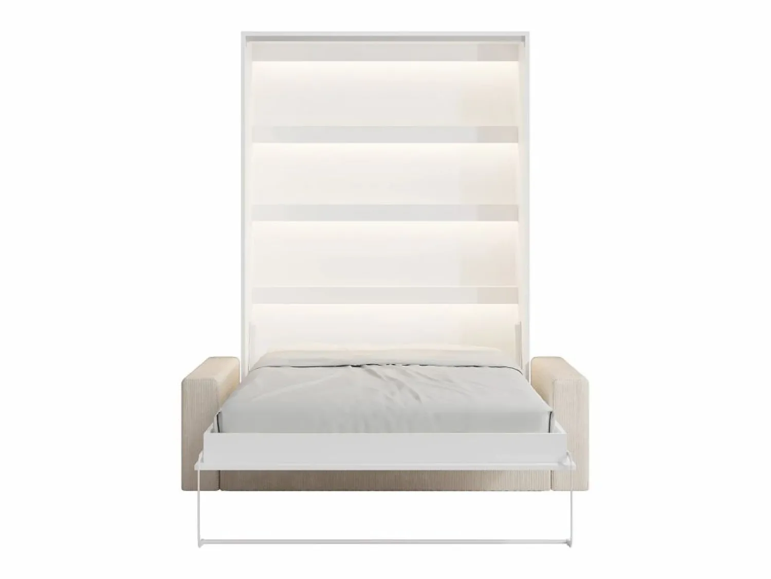 Vente-unique Cama abatible 140 x 190 cm apertura vertical con luces LED + colchón + sofá - RAPILI