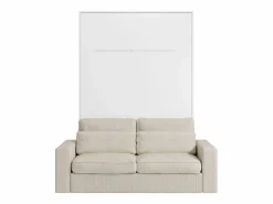 Best Vente-unique Cama abatible 140 x 200 cm apertura vertical manual con leds + sofá - RAPILI Blanco