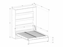 Discount Cama abatible 120 x 200 cm apertura vertical leds blanco y natural + colchón - RAPILI Cama Abatible