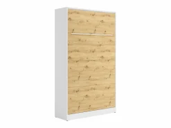 Discount Cama abatible 120 x 200 cm apertura vertical leds blanco y natural + colchón - RAPILI Cama Abatible