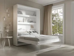 Vente-unique Cama abatible 160 x 200 cm apertura vertical manual LEDs + colchón - RAPILI