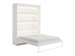 Vente-unique Cama abatible 160 x 200 cm apertura vertical manual LEDs + colchón - RAPILI