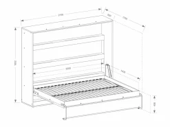 Discount Cama abatible 140 x 200 cm apertura horizontal manual leds + colchón - RAPILI Cama Abatible