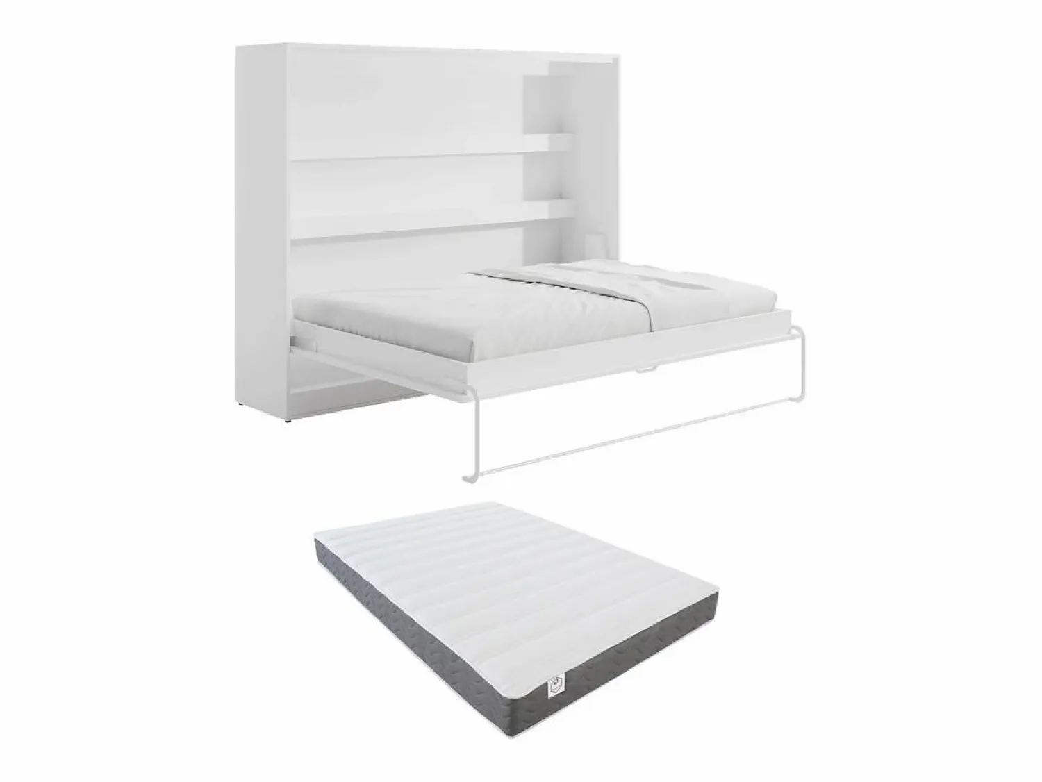 Discount Cama abatible 140 x 200 cm apertura horizontal manual leds + colchón - RAPILI Cama Abatible