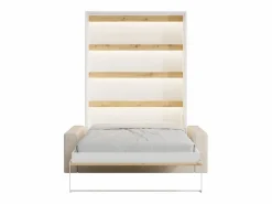 Best Cama abatible 160 x 200 cm apertura vertical con luces LED blanco y natural + sofá - RAPILI Cama Abatible