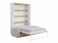 Discount Cama abatible 140 x 190 cm con leds blanco y natural + colchón + sofá - RAPILI Cama Abatible