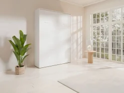New Vente-unique Cama abatible de apertura vertical 140 x 200 cm - BEGANIO Blanco