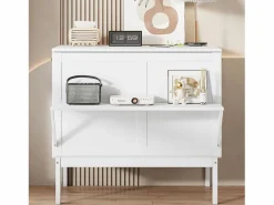 ModernLuxe Cama abatible de madera 90x200 cm - con somier - Blanco